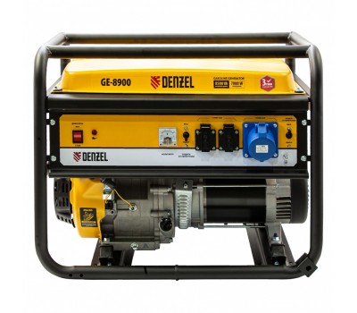 Генератор бензиновый GE 8900, 8.5 кВт, 220 В/50 Гц, 25 л, ручной старт Denzel