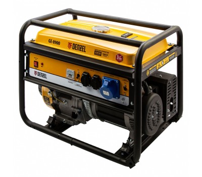 Генератор бензиновый GE 8900, 8.5 кВт, 220 В/50 Гц, 25 л, ручной старт Denzel