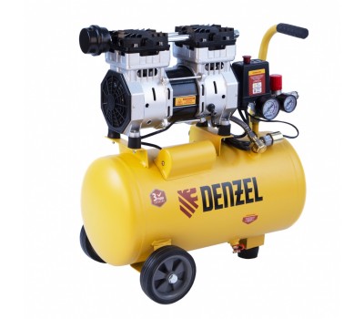 Компрессор DLS950/24 безмаслянный малошумный 950 Вт, 165 л/мин, ресивер 24 л Denzel