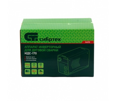 Аппарат инверторный дуговой сварки ИДС-170, 170 А, ПВ 80%, диаметр электрода 1.6-3.2 мм Сибртех