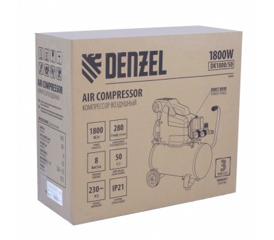 Компрессор воздушный DK1800/50, Х-PRO 1.8 кВт, 280л/мин, 50л Denzel