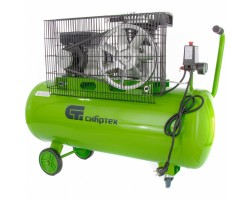 Компрессор воздушный КР-2200/100, 2.2 кВт, 350 л/мин, 100 л, ременной привод, масляный Сибртех