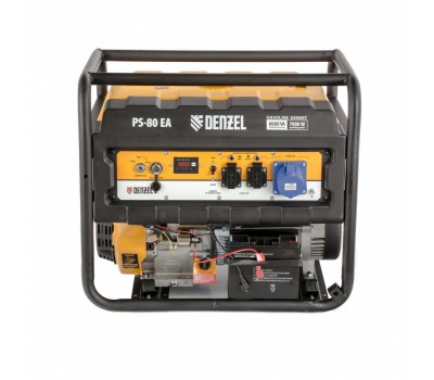 Генератор бензиновый PS 80 EA, 8.0 кВт, 230 В, 25 л, коннектор автоматики, электростартер Denzel