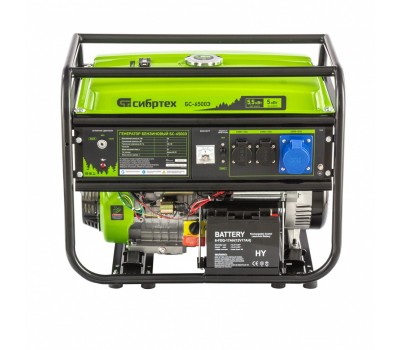 Генератор бензиновый БС-6500Э, 5.5 кВт, 230В, четырехтактный, 25 л, электростартер Сибртех