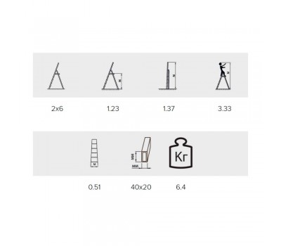Стремянка Алюмет 6 ступени двухсторонняя стальная (MD8206)