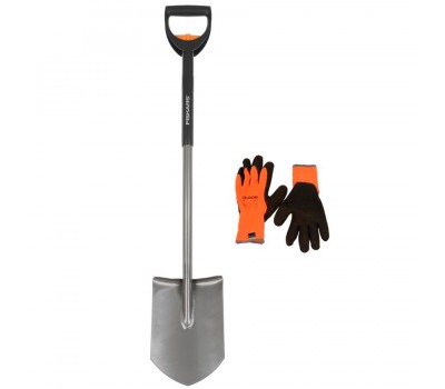 Лопата садовая телескопическая +перчатки Fiskars