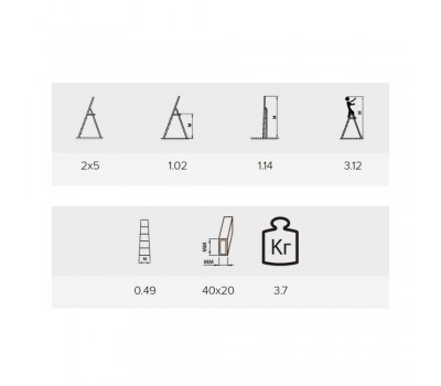 Стремянка Алюмет 5 ступеней двухсторонняя алюминиевая