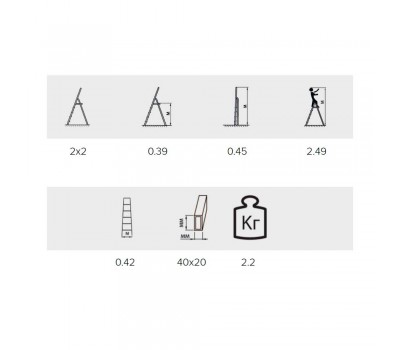 Стремянка Алюмет 2 ступени стальная двухсторонняя