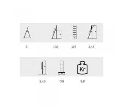 Стремянка Алюмет профи 5 ступеней