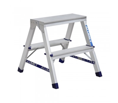 Стремянка Алюмет 2 ступени двусторонняя алюминиевая (7202)