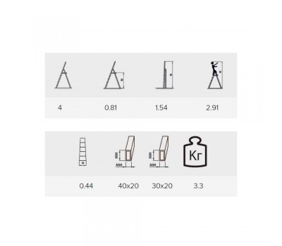 Стремянка Алюмет 4 ступени алюминиевая матовая