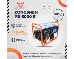 Бензиновый генератор Zongshen PB 6000 E