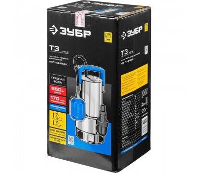 Насос дренажный Зубр НПГ-Т3-550-С серия ПРОФЕССИОНАЛ