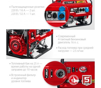 Генератор бензиновый ЗУБР СБА-7000