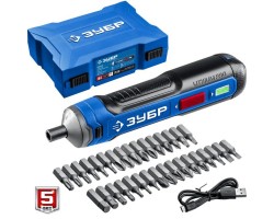 Аккумуляторная отвертка 4 Vmax в кейсе с набором 33 бит Зубр PSD-4S-foto11