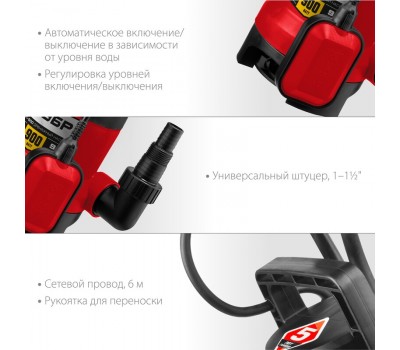 Насос дренажный ЗУБР НПГ-М1-900 серия МАСТЕР