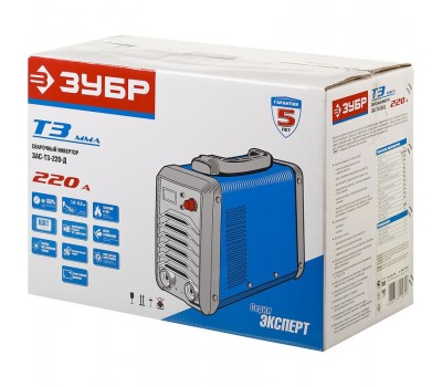 Сварочный инвертор с дисплеем ММА Зубр ЗАС-Т3-220-Д серия ПРОФЕССИОНАЛ Сварочный инвертор с дисплеем ММА Зубр ЗАС-Т3-220-Д серия ПРОФЕССИОНАЛ