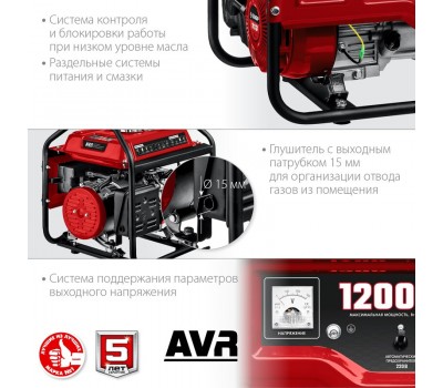 Бензиновый генератор Зубр СБ-1200