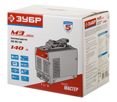 Сварочный инвертор ММА Зубр ЗАС-М3-140 серия МАСТЕР
