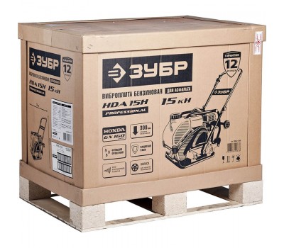 Виброплита бензиновая, двигатель Honda ЗУБР ЗВПБ-15 АХ серия ПРОФЕССИОНАЛ