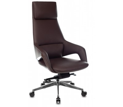 Кресло руководителя Бюрократ _DAO-2 коричневый кожа с подголов. крестовина алюминий