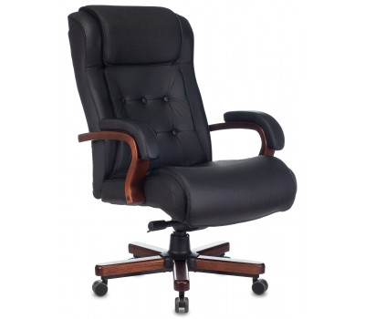 Кресло руководителя Бюрократ T-9926WALNUT черный кожа крестовина металл/дерево