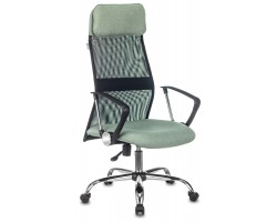 Кресло руководителя Бюрократ KB-6N черный TW-01 сиденье зеленый 38-407 сетка/ткань с подголов. крестовина металл хром