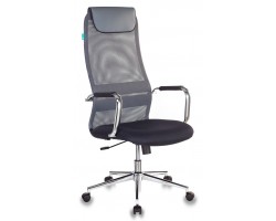 Кресло руководителя Бюрократ KB-9N темно-серый TW-04 TW-12 сетка/ткань с подголов. крестовина металл хром