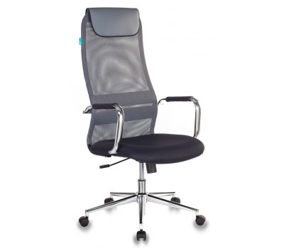 Кресло руководителя Бюрократ KB-9N темно-серый TW-04 TW-12 сетка/ткань с подголов. крестовина металл хром