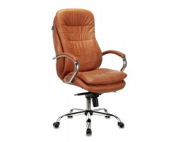 Кресло руководителя Бюрократ T-9950 рыжий Leather Ontano кожа крестовина металл хром