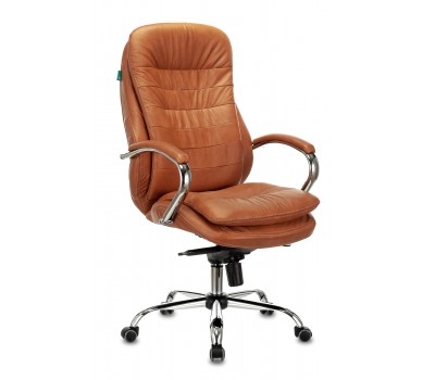 Кресло руководителя Бюрократ T-9950 рыжий Leather Ontano кожа крестовина металл хром