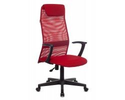 Кресло руководителя Бюрократ KB-8 красный TW-35N TW-97N сетка/ткань с подголов. крестовина пластик