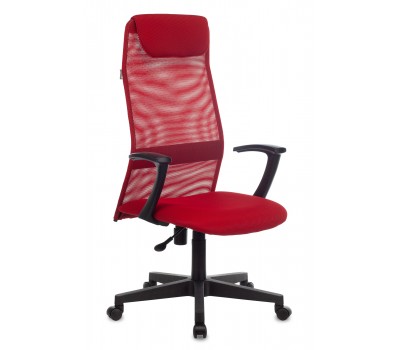 Кресло руководителя Бюрократ KB-8 красный TW-35N TW-97N сетка/ткань с подголов. крестовина пластик
