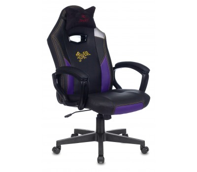 Кресло игровое Zombie HERO JOKER черный/фиолетовый эко.кожа с подголов. крестовина пластик