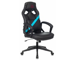 Кресло игровое Zombie DRIVER черный/голубой эко.кожа с подголов. крестовина пластик
