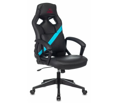Кресло игровое Zombie DRIVER черный/голубой эко.кожа с подголов. крестовина пластик