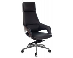 Кресло руководителя Бюрократ _DAO-2 черный кожа с подголов. крестовина алюминий