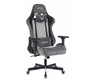 Кресло игровое Zombie VIKING 7 KNIGHT Fabric серый Loft ромбик текстиль/эко.кожа с подголов. крестовина металл