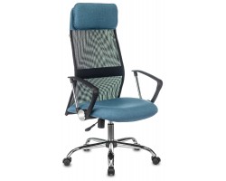 Кресло руководителя Бюрократ KB-6N черный TW-01 сиденье синий 38-415 сетка/ткань с подголов. крестовина металл хром