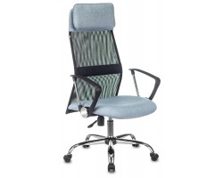 Кресло руководителя Бюрократ KB-6N черный TW-01 сиденье голубой 38-405 сетка/ткань с подголов. крестовина металл хром