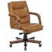 Кресло руководителя Бюрократ T-9927WALNUT-LOW горчичный кожа низк.спин. крестовина металл/дерево