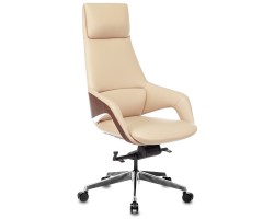 Кресло руководителя Бюрократ _DAO-2 бежевый кожа с подголов. крестовина алюминий