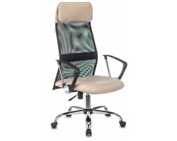 Кресло руководителя Бюрократ KB-6N черный TW-01 сиденье бежевый 38-402 сетка/ткань с подголов. крестовина металл хром