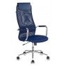 Кресло руководителя Бюрократ KB-9N синий TW-05N TW-10N сетка/ткань с подголов. крестовина металл хром