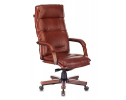 Кресло Бюрократ T-9927WALNUT-AV светло-коричневый Leather Eichel кожа полозья дерево