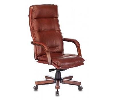 Кресло Бюрократ T-9927WALNUT-AV светло-коричневый Leather Eichel кожа полозья дерево