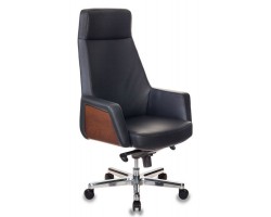 Кресло руководителя Бюрократ _Antonio черный кожа крестовина алюминий