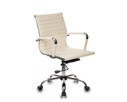 Кресло руководителя Бюрократ CH-883-LOW слоновая кость эко.кожа низк.спин. крестовина металл хром