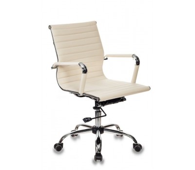 Кресло руководителя Бюрократ CH-883-LOW слоновая кость эко.кожа низк.спин. крестовина металл хром