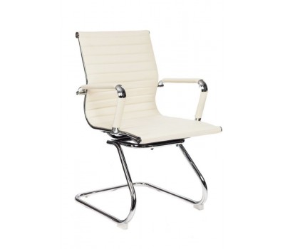 Кресло Бюрократ CH-883-LOW-V слоновая кость эко.кожа низк.спин. полозья металл хром